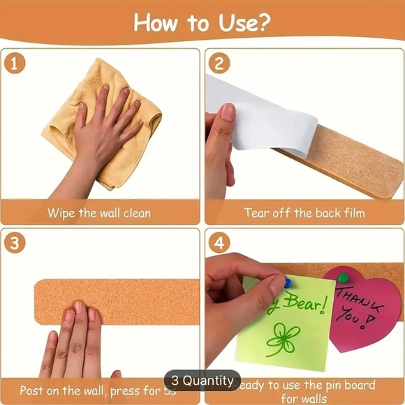 Self-Adhesive Cork Board Strips X 3 BRAND NEW - Picture 3 of 5